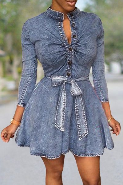 Women Sexy Long Sleeve Bodycon Club Denim Jean Mini DressLW | Fashion ...