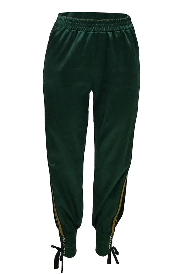 green polyester pants