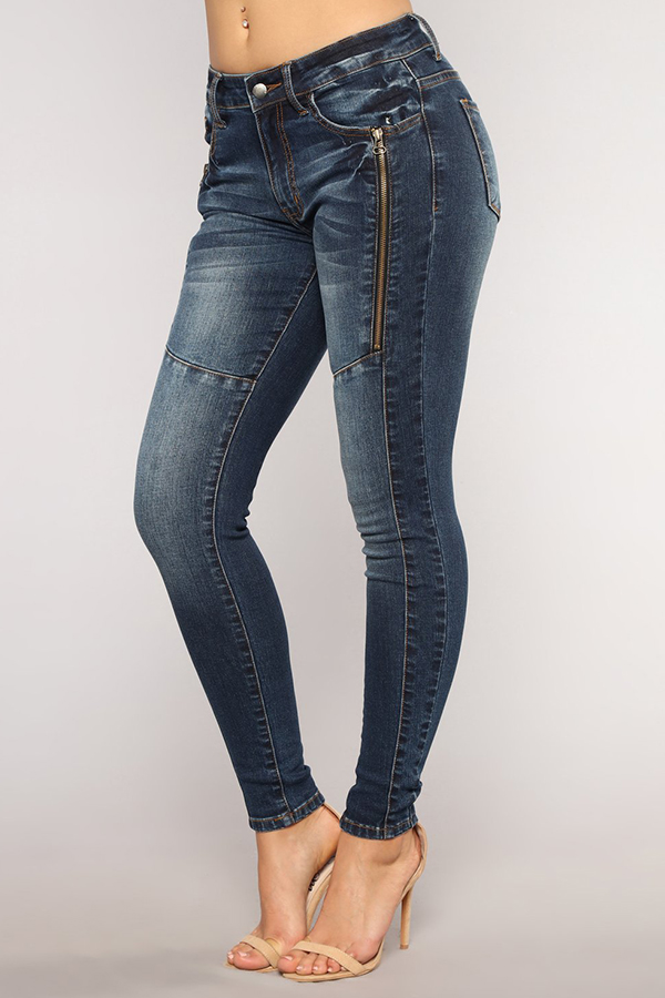 Lovely Trendy Patchwork Deep Blue Denim JeansLW | Fashion Online For ...