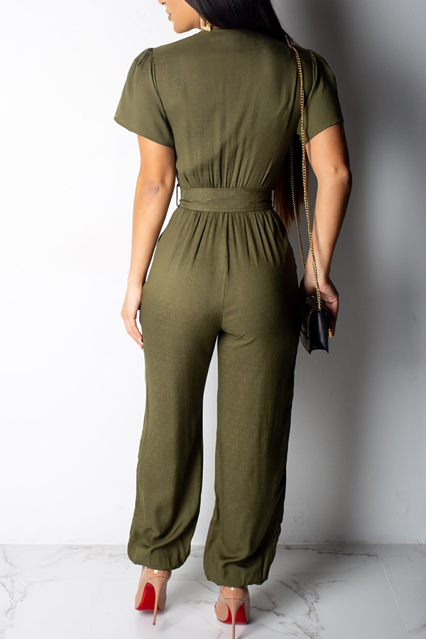 Lovely Casual Army Green Jumpsuit(Small Elastic)LW Fashion Online For