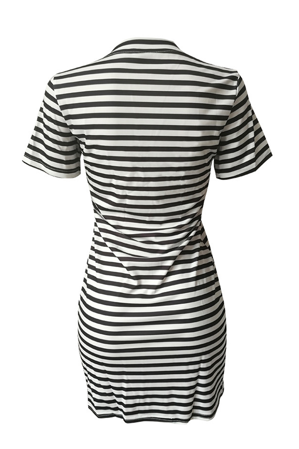 Lovely Casual Striped Black And White Mini DressLW | Fashion Online For ...