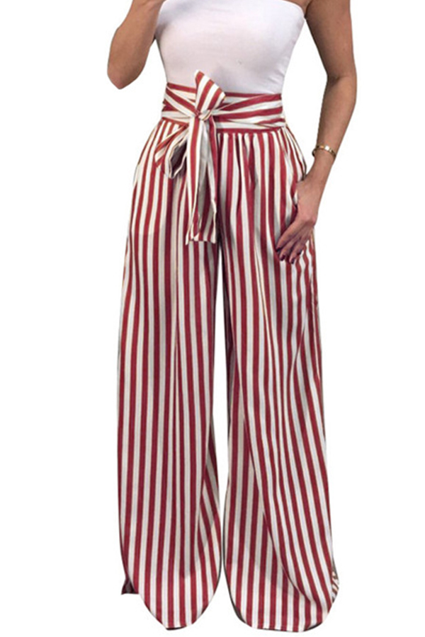 Lovely Stylish High Waist Striped Red PantsLW Fashion Online For