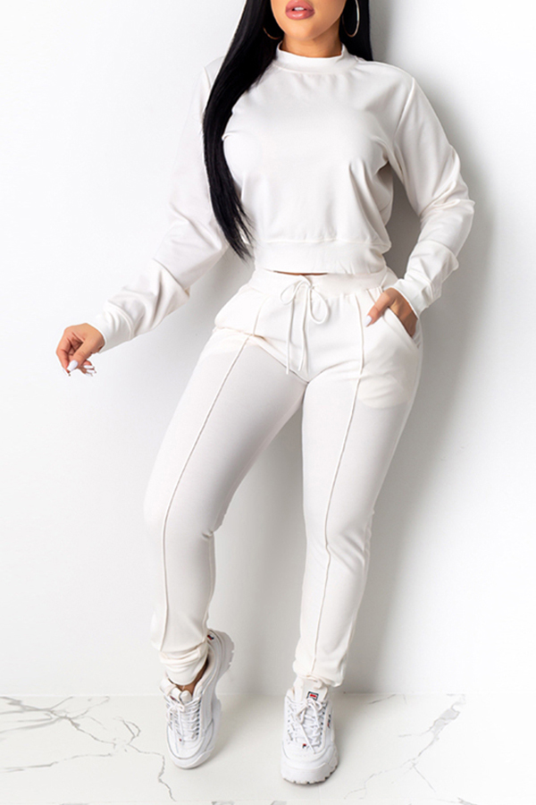 Lovely Casual Basic White Two Piece Pants Setlw Fashion Online For Women Affordable Womens