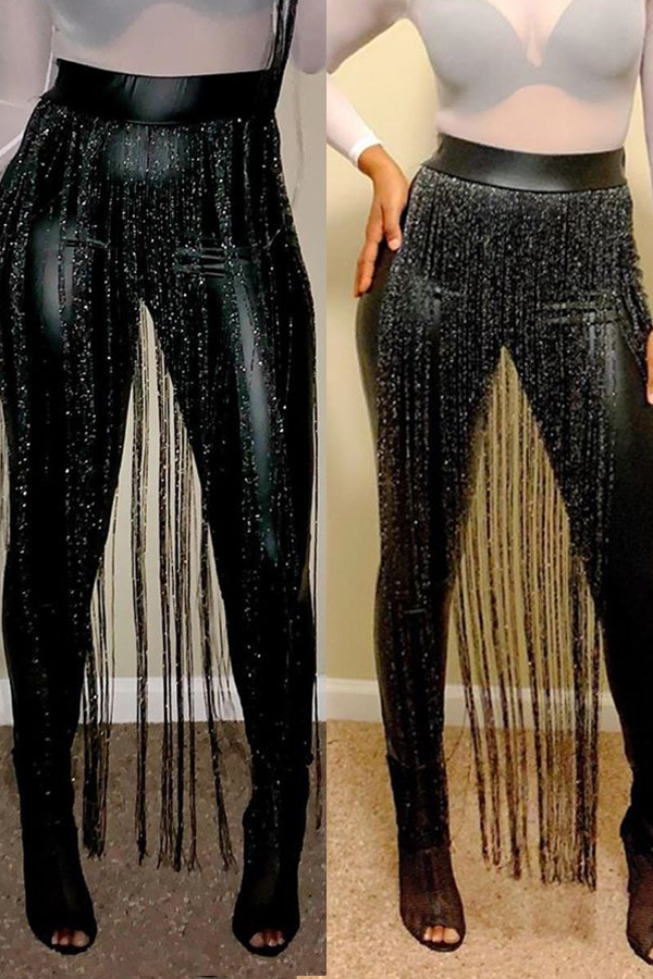 Lovely Casual Tassel Design Black PantsLW Fashion Online For Women