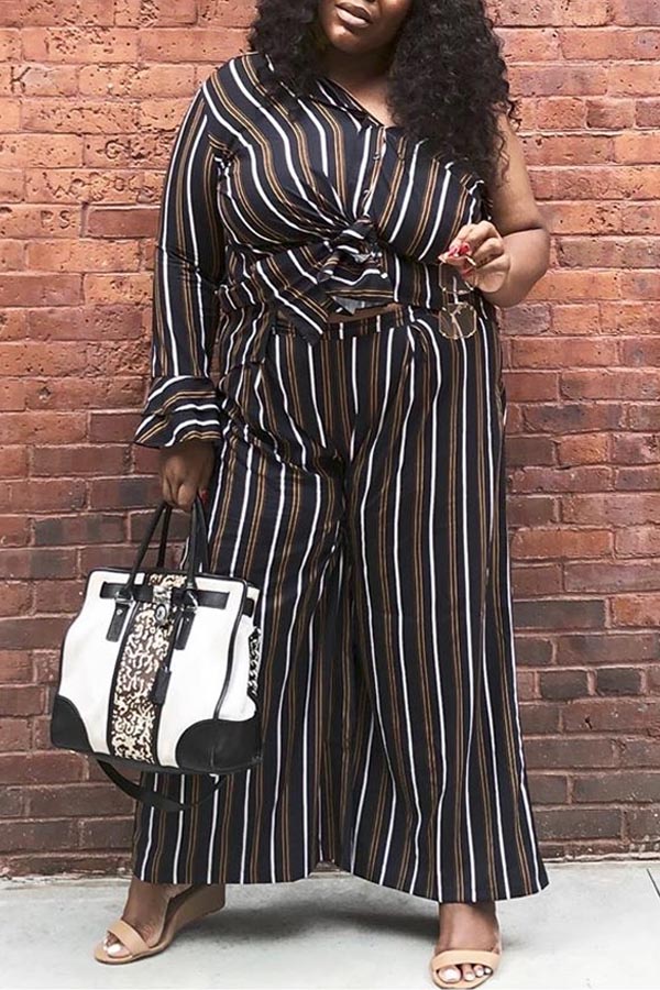 plus size striped pants