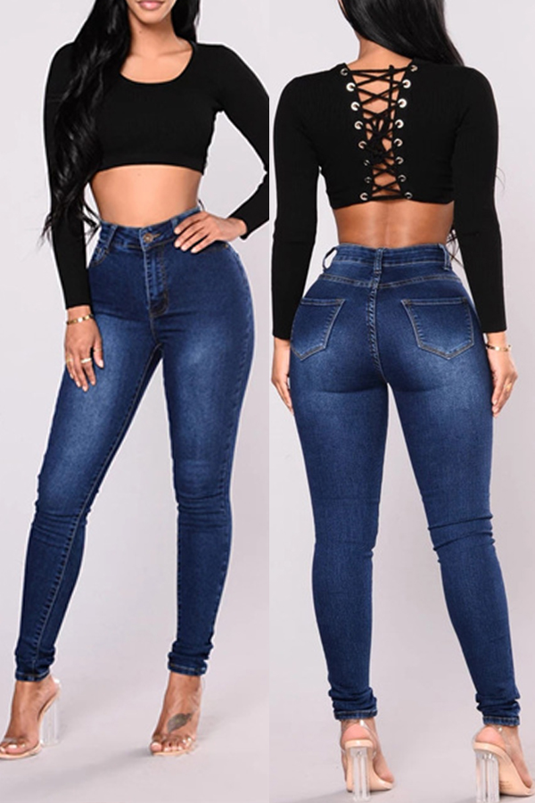 Lovely Casual Skinny Deep Blue JeansLW | Fashion Online For Women ...