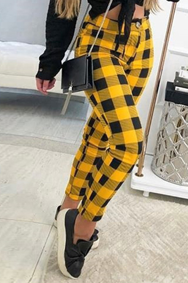 yellow plaid jeans