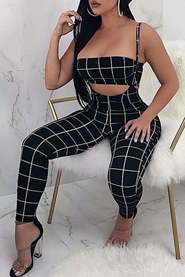 plaid two tone pants