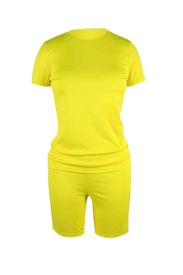 Lovely Casual Basic Yellow Twopiece Shorts SetLW Fashion Online For
