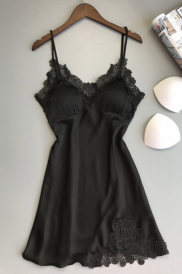 Lovely Sexy Lace Patchwork Black Babydollslovelywholesale 