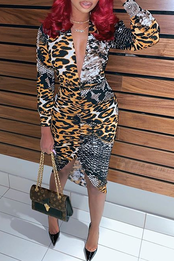 leopard print knee length dress
