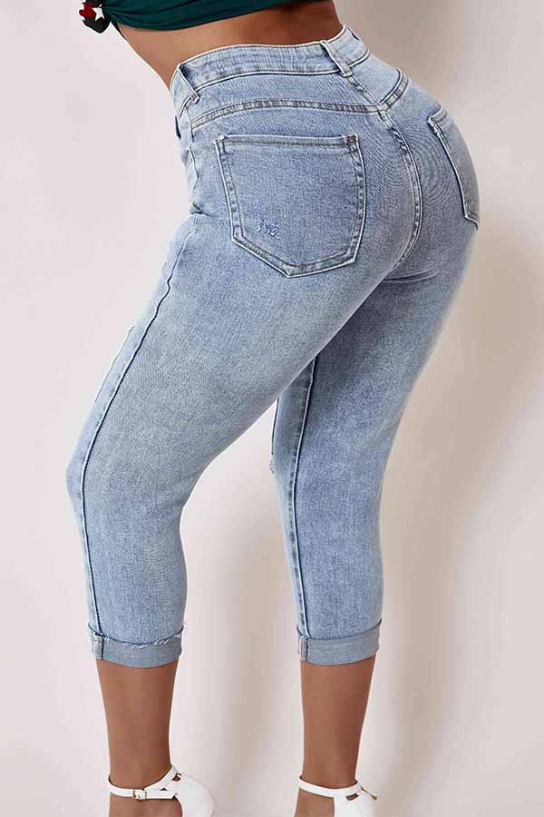 patchwork blue jeans