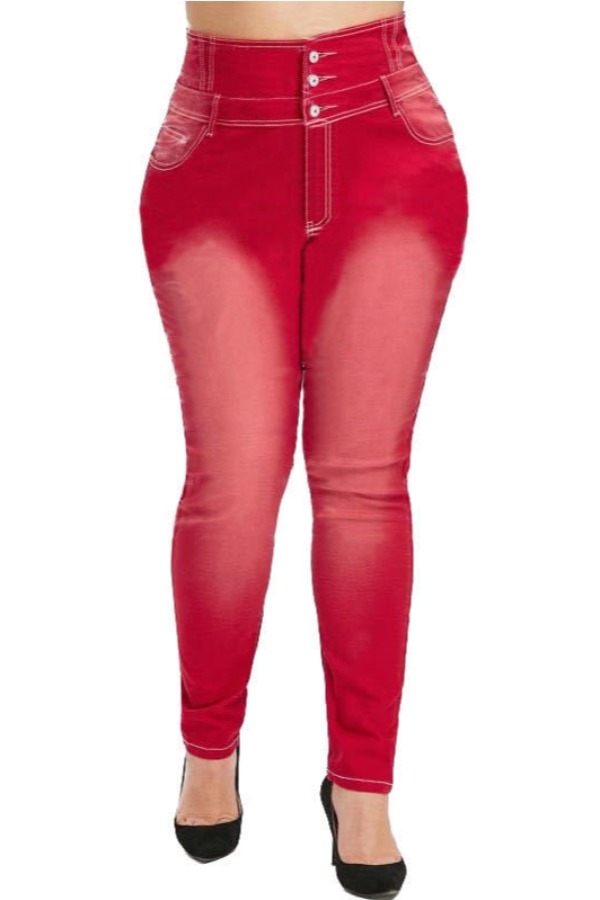 red plus size jeans