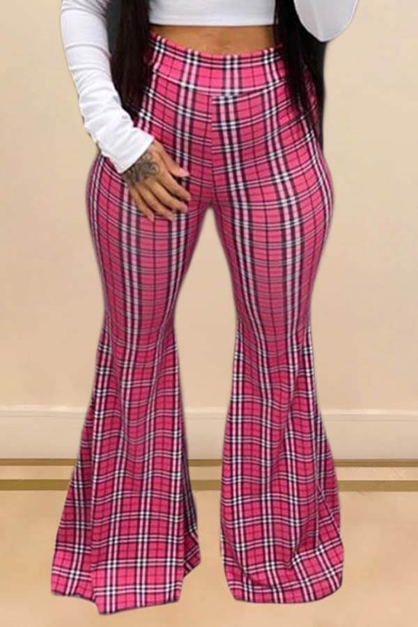 grid print pants