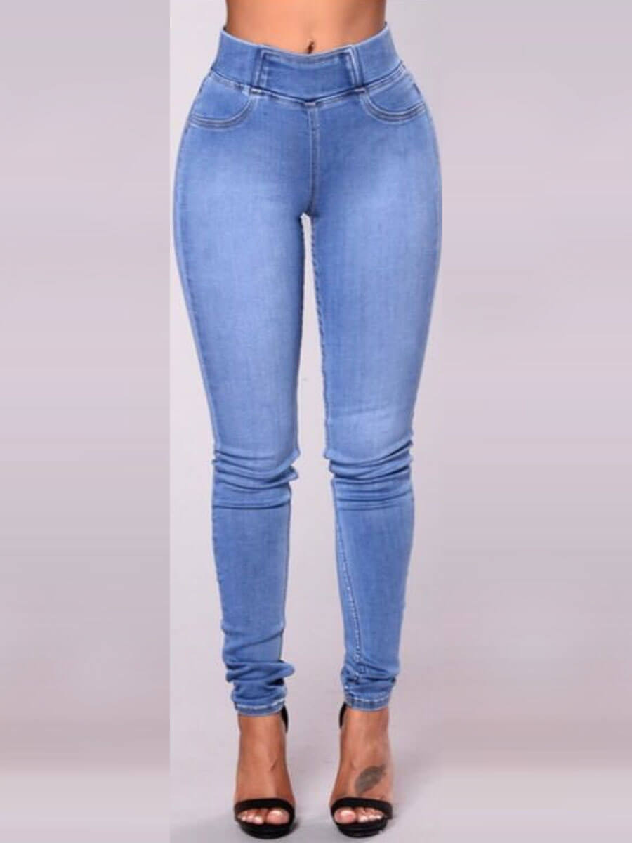 Lovely Casual Basic Skinny Baby Blue JeansLW | Fashion Online For Women ...