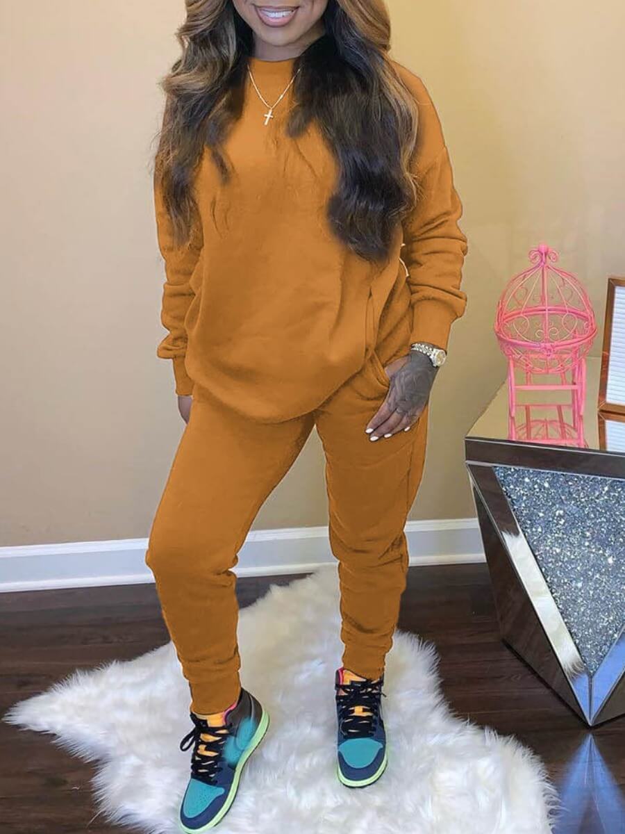 tan sweatsuit set