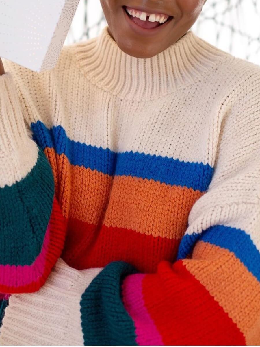 rainbow striped turtleneck