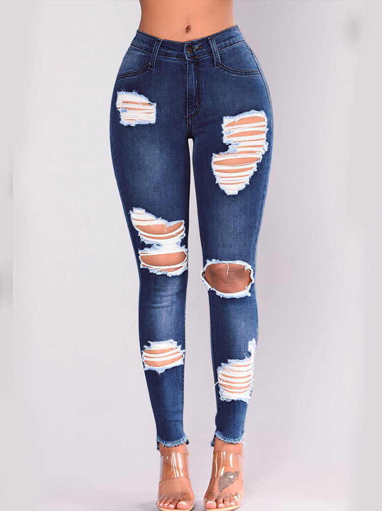 high waisted ripped detail palazzo jeans