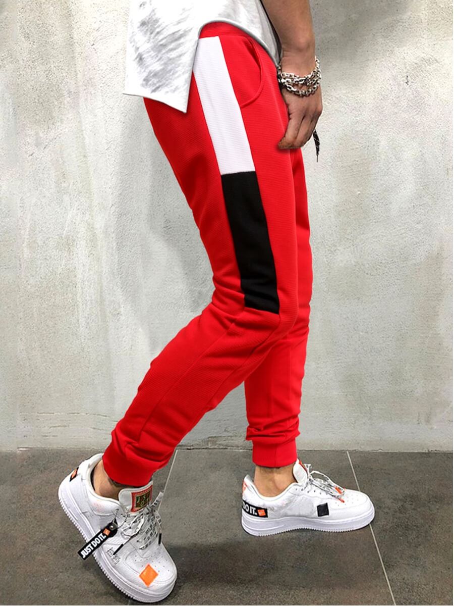 Lovely Sportswear Patchwork Drawstring Design Red PantsLW | Fashion ...